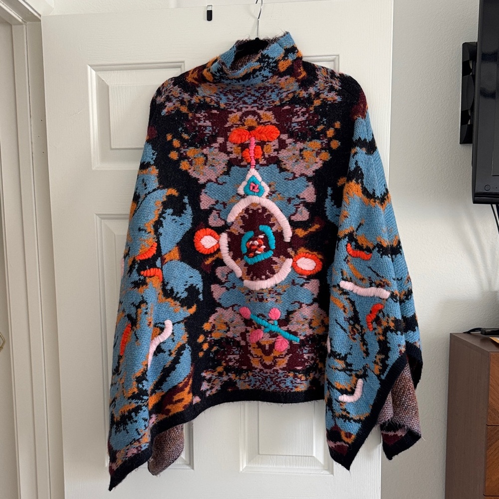 Zara Multicolor Knit Poncho
